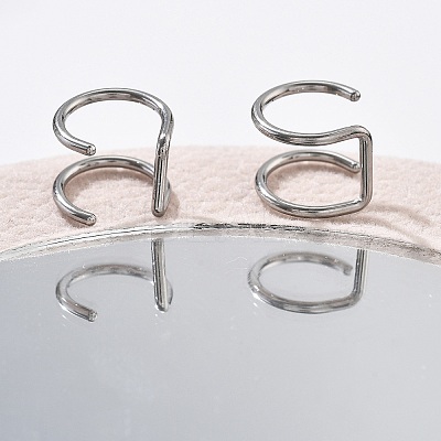 304 Stainless Steel 2 Line Hoop Clip on Nose Rings AJEW-A062-07P-1