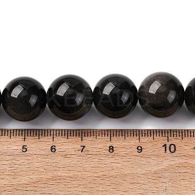 Natural Silver Sheen Obsidian Beads Strands G-F808-C01-16mm-1