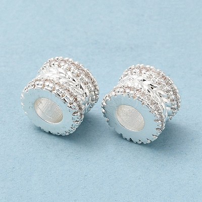 Rack Plating Brass Cubic Zirconia European Beads KK-R147-03S-1