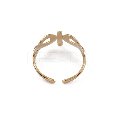 Ion Plating(IP) 304 Stainless Steel Cross & Infinity Open Cuff Rings for Women RJEW-G285-11G-1