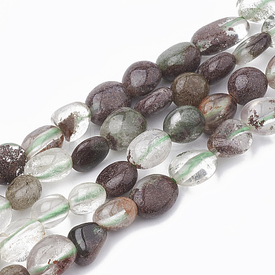 Natural Green Lodolite Quartz/Garden Quartz Beads Strands G-S331-6x8-006-1