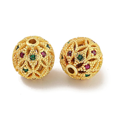 Rack Plating Brass Cubic Zirconia Beads KK-L215-330C-G-1