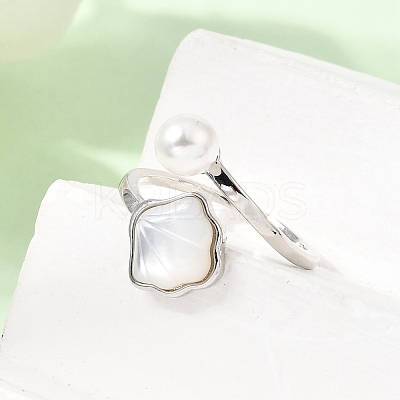Adjustable Brass White Shell Cuff Rings SH-CBA3B38-01P-1