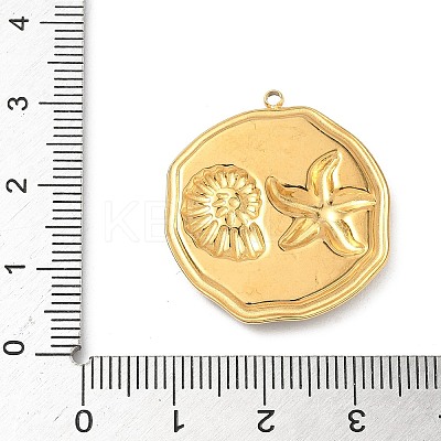 304 Stainless Steel Epoxy Resin with Natural Shell and Sequins Inside Pendants STAS-L026-17G-G03-1
