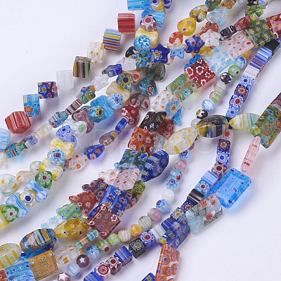 Handmade Millefiori Glass Beads Strands M-LK01-1