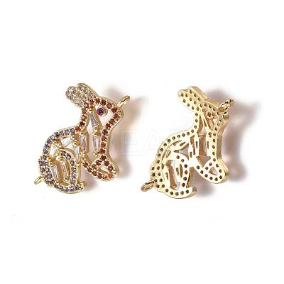 Brass Micro Pave Cubic Zirconia Bunny Links connectors ZIRC-K081-12G-1