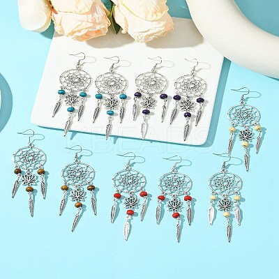 Alloy Feather Dangle Earrings EJEW-FS00028-1