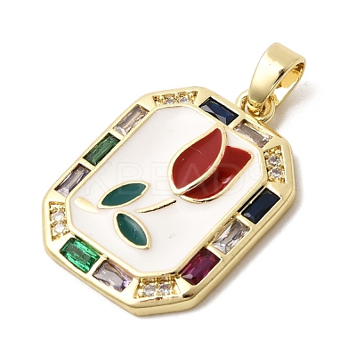 Brass Cubic Zirconia Pendants KK-G554-10A-G-1
