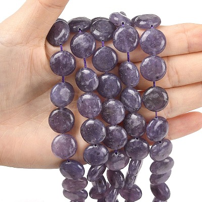 Natural Lepidolite/Purple Mica Stone Beads Strands G-L648-B09-15mm-1
