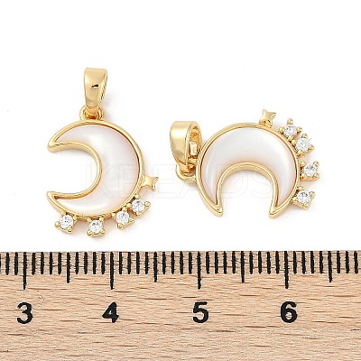 Natural White Shell Moon Pendants KK-U043-23G-02-1