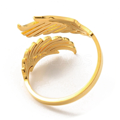 304 Stainless Steel Double Wing Open Cuff Ring LS-RJEW-F149-01G-1
