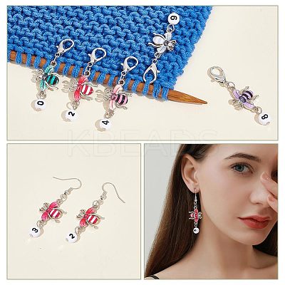Alloy Enamel & Acrylic Pendant Locking Stitch Markers HJEW-AB00121-1