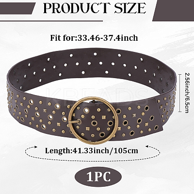 Antique Bronze Alloy Rivets PU Leather Wide Waist Belts AJEW-WH20098-074B-02-1