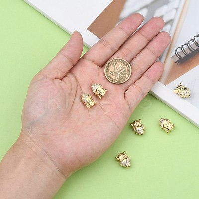 CZ Brass Micro Pave Grade AAA Cubic Zirconia 3D Buddha Head Beads ZIRC-L012-03G-NR-1