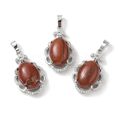 Natural Red Jasper Oval Pendants G-NH0025-15P-11-1