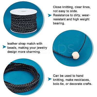 10m 3-Ply PU Leather Braided Cord LC-PH0001-07B-1