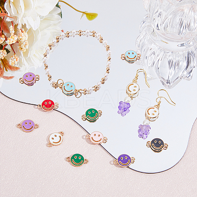 64Pcs 8 Colors Alloy Enamel Connector Charms ENAM-FH0001-63-1
