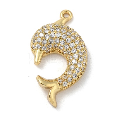Rack Plating Brass Micro Pave Cubic Zirconia Pendants KK-G515-40G-01-1