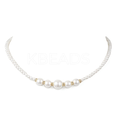 Round Shell Pearl Graduated Beaded Necklaces NJEW-JN05864-1