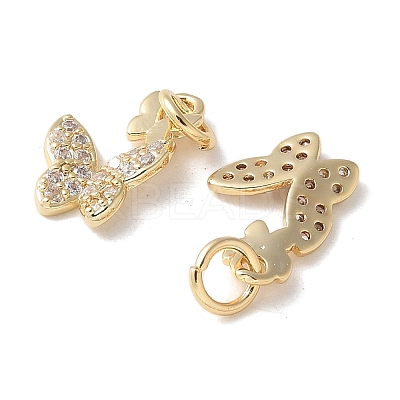 Brass Micro Pave Clear Cubic Zirconia Pendants KK-Q031-46G-03-1