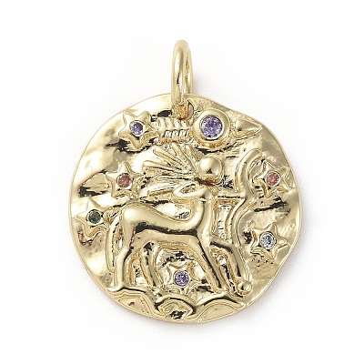 Brass Micro Pave Cubic Zirconia Pendants X-ZIRC-G157-03J-01G-1