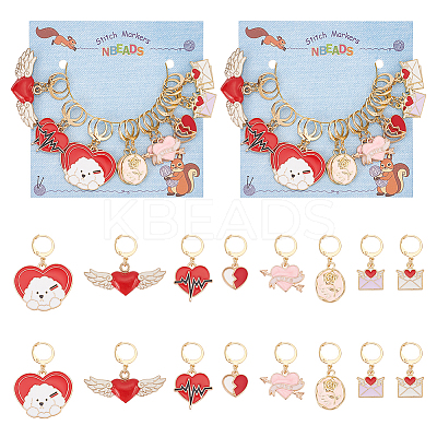 Valentine's Day Alloy Enamel Pendant Stitch Markers HJEW-AB00290-1