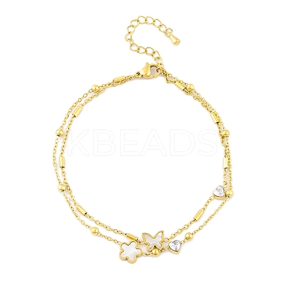 Ion Plating(IP) 304 Stainless Steel Chains Anklet AJEW-H148-10C-G-1