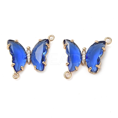 Brass Pave Faceted Glass Connector Charms FIND-Z020-04B-1