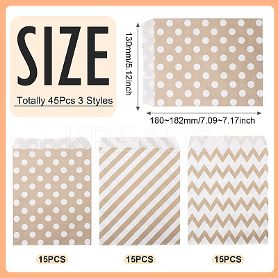 45Pcs 3 Styles Rectangle Kraft Paper Bags CARB-TA0001-14B-1