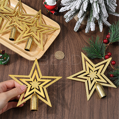 Star Plastic Christmas Tree Topper Ornaments AJEW-WH20004-17D-1