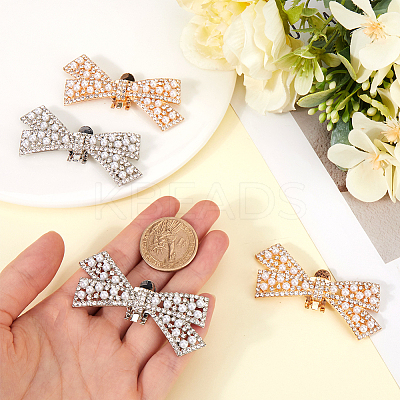 4Pcs 2 Colors Bowknot Alloy Rhinestone Shoe Decorations FIND-CP0002-25-1