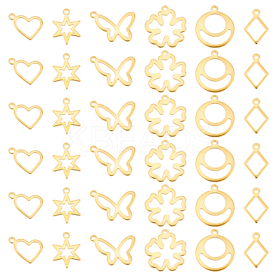 60Pcs 6 Style 201 Stainless Steel Charms STAS-DC0010-31-1