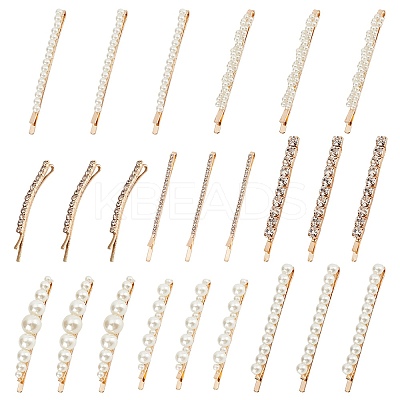 24Pcs 8 Style Alloy Rhinestone & Ferroalloy Plastic Pearl Beads Hair Bobby Pins FIND-CP0001-62-1