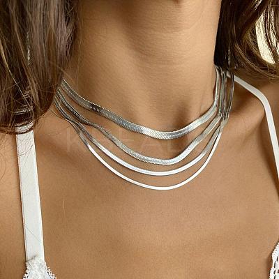 304 Stainless Steel Snake Chain Necklaces for Women WG80FEF-33-1
