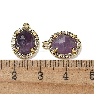 Natural Amethyst Faceted Oval Pendants G-I375-02G-08-1