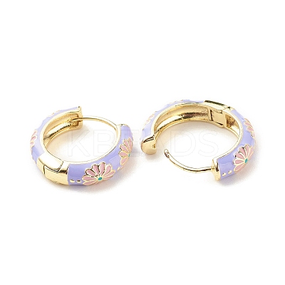 Daisy Flower Enamel Hoop Earrings LS-EJEW-G290-01G-B-1