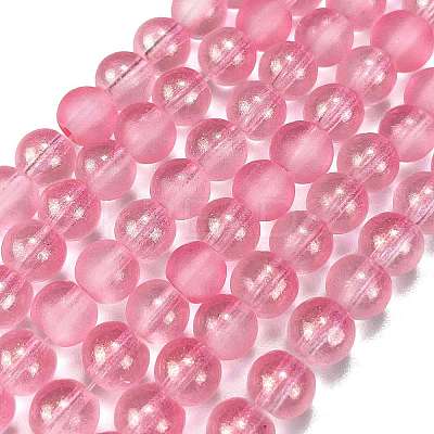 Frosted Transparent Glass Bead Strands GLAA-P065-6mm-03-1