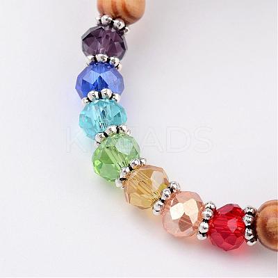 Wood Round Bead Kids Bracelets Stretch Bracelets BJEW-JB02279-1