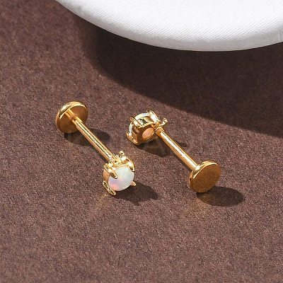 304 Stainless Steel Synthetic Opal Stud Earrings EJEW-B143-01G-01-1