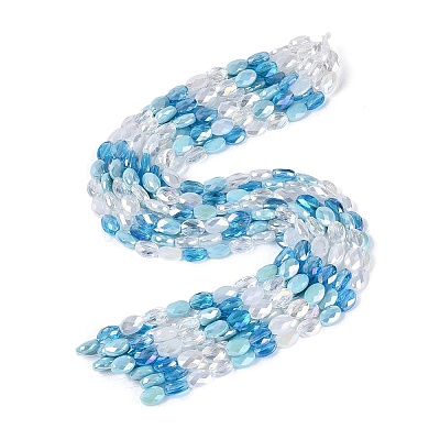 Electroplate Imitation Jade & Opaque & Transparent Glass Beads Strands EGLA-Q135-8x11MM-01D-1