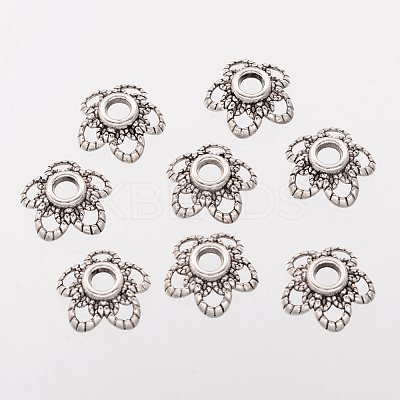 5-Petal Flower Tibetan Silver Fancy Bead Caps AA484-1