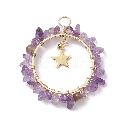 Natural & Synthetic Mixed Gemstone Chip Pendants PALLOY-JF02574-1
