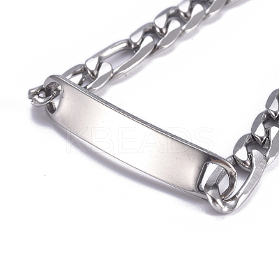 Tarnish Resistant 304 Stainless Steel Figaro Chain ID Bracelets BJEW-G631-01P-1