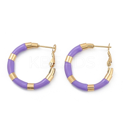 PVD Vacuum Plating 201 Stainless Steel Enamel Hoop Earrings for Women EJEW-B016-33D-1