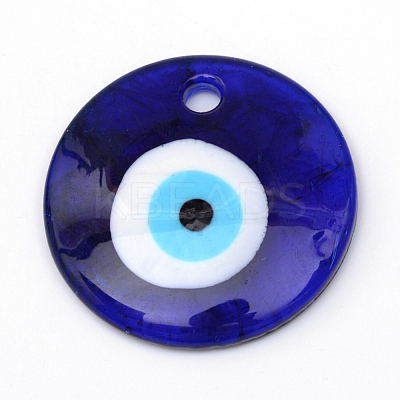 Handmade Evil Eye Lampwork Pendants LAMP-R134-30mm-01-1