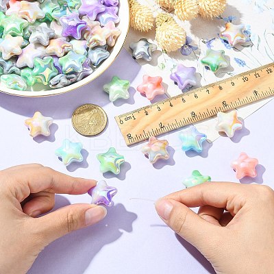 70Pcs UV Plating Rainbow Iridescent Acrylic Beads PACR-CJ0001-30-1