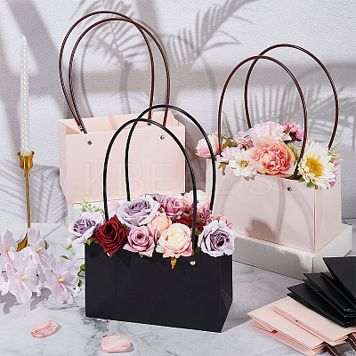 12Pcs 2 Colors Kraft Paper Bouquet Storage Tote Bags ABAG-BC0001-67-1