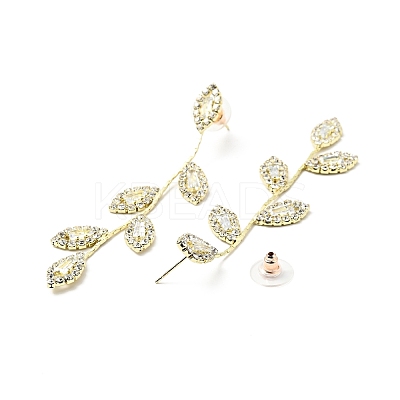 Clear Cubic Zirconia & Crystal Rhinestone Long Dangle Stud Earrings EJEW-C037-06C-LG-1