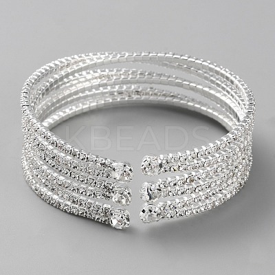 Crystal Rhinestone Tennis Cuff Bangle BJEW-WH0017-32-1