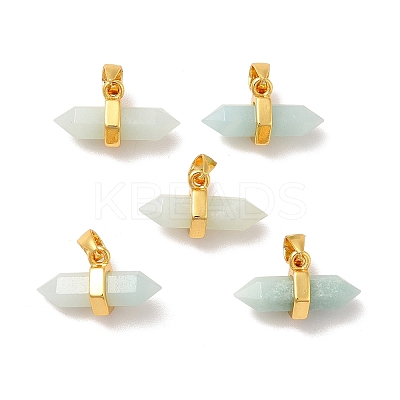 Natural Amazonite Pointed Pendants G-P481-01G-09-1